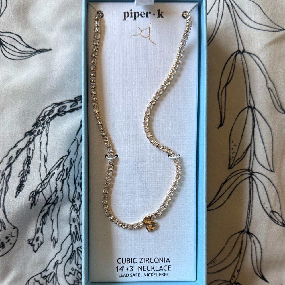 Piper k Gold and Silver Cubic Zirconia S initial Necklace